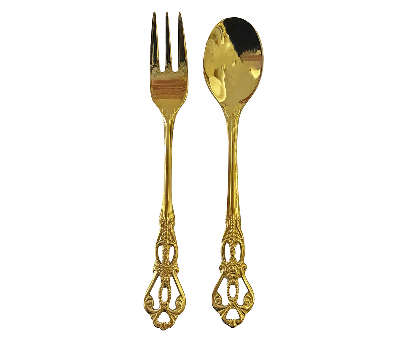 Par de Talheres para Sobremesa - Dourado - image 0