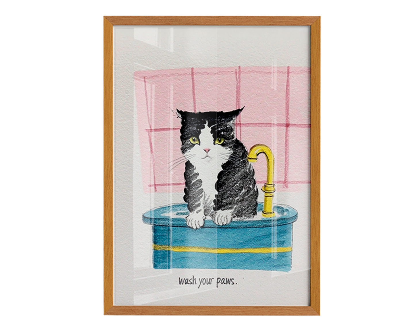 Quadro Wash Your Pawscom Moldura Marrom image number 1