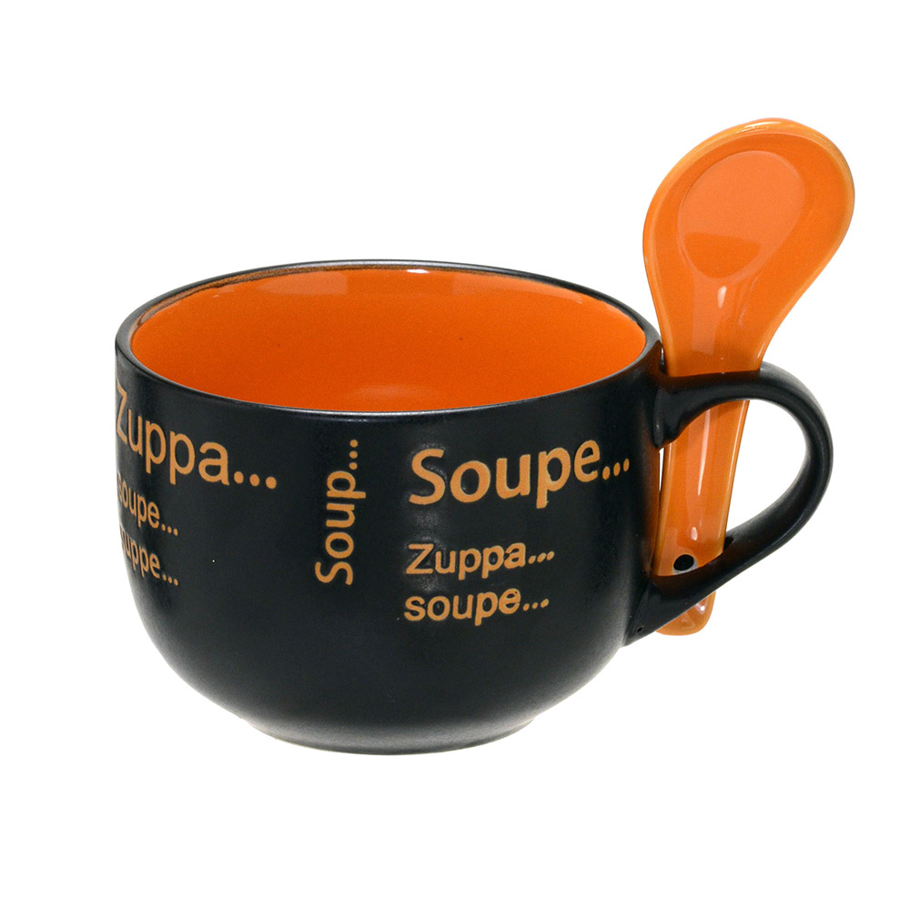 Caneca para Sopa Neunkirchen Preto e Laranja - image 0