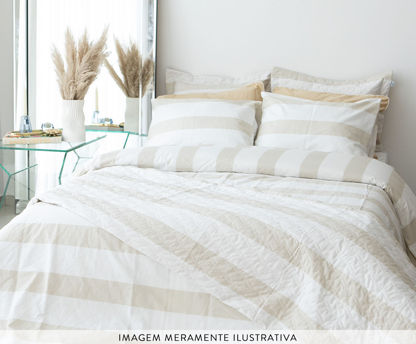 Jogo de cobre-leito Dupla Face Tous Les Jours Estampado Listra Offwhite - image 1