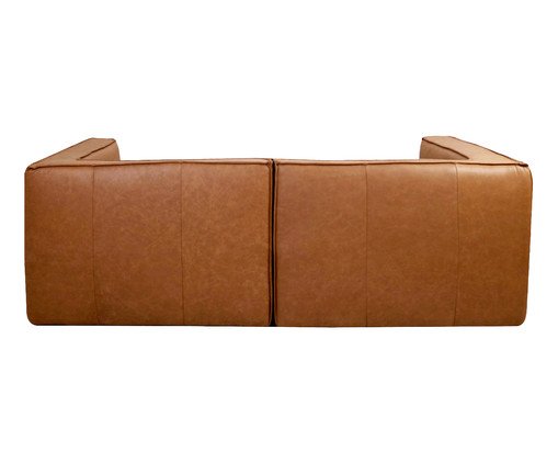 Sof&aacute; 2 M&oacute;dulos Chaise Esquerdo Mensa em Couro Caramelo image number 3