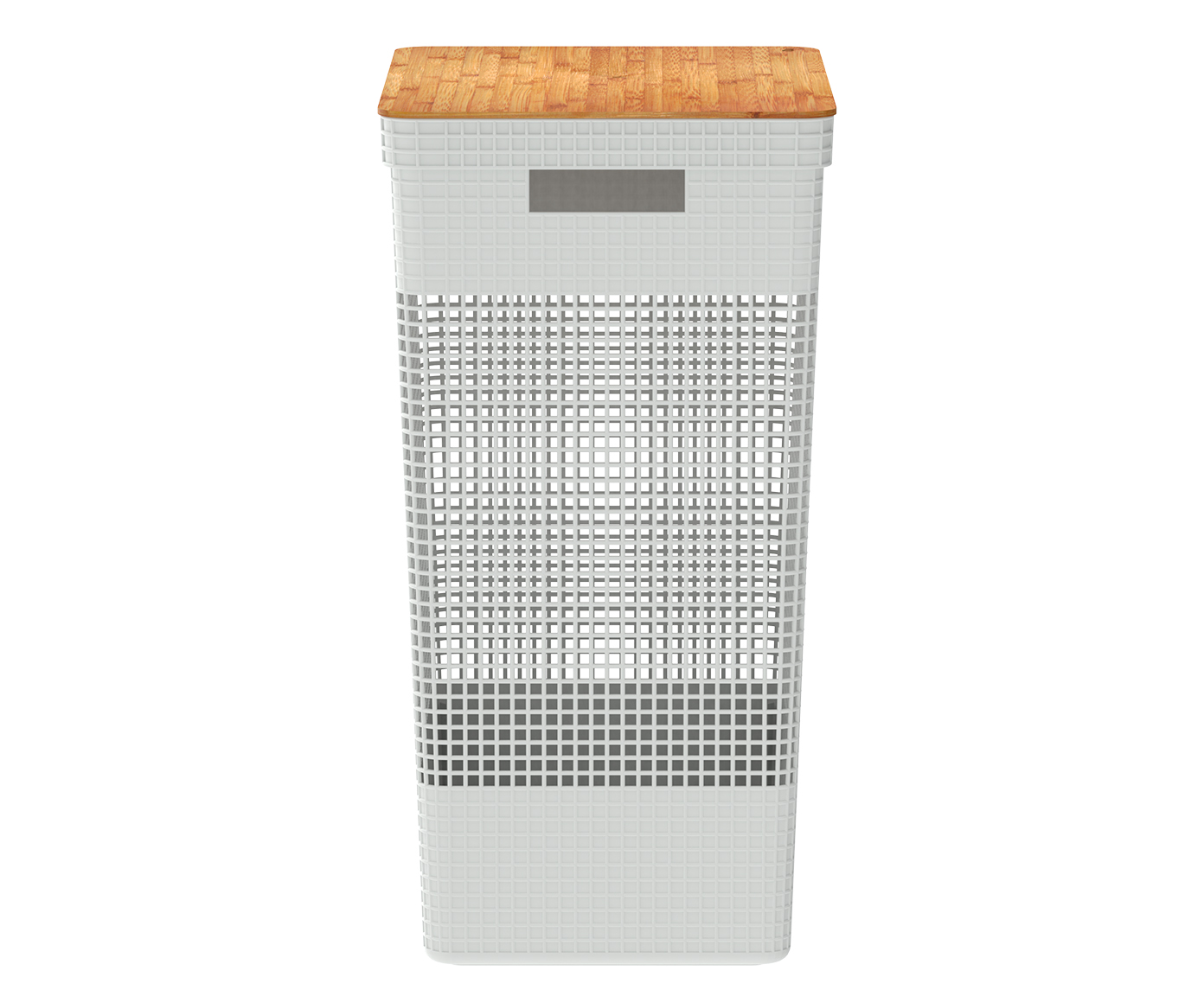 Cesto de Roupas com Tampa em Bambu Grid Branco image number 2