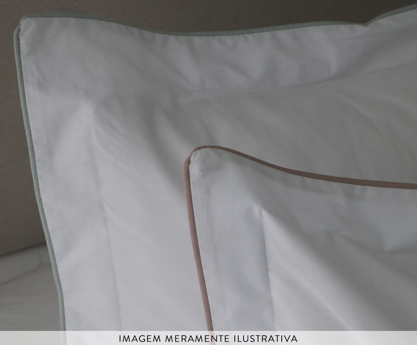 Fronha Basics em Vivo Branco e Verde Menta 200 Fios - image 1