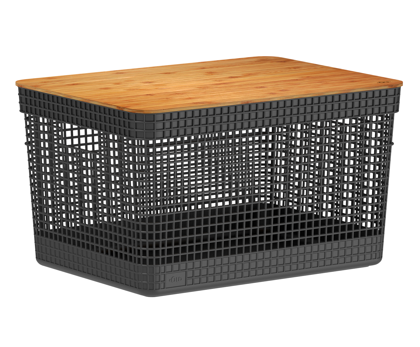 Cesto com Tampa em Bambu Grid Preto - image 1