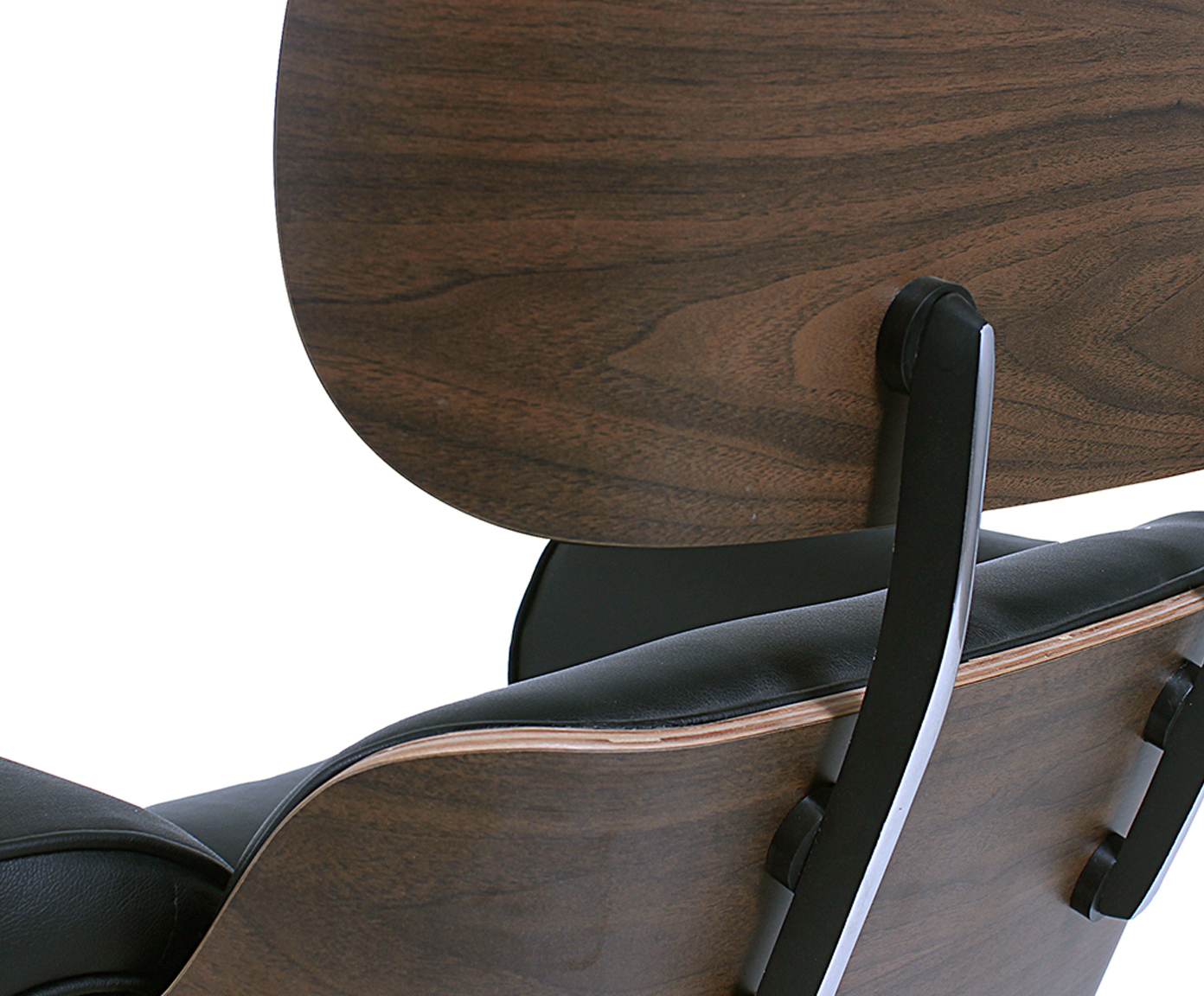Poltrona e Pufe em Couro Leg&iacute;timo Charles Eames - Preto e Imbuia - image 1