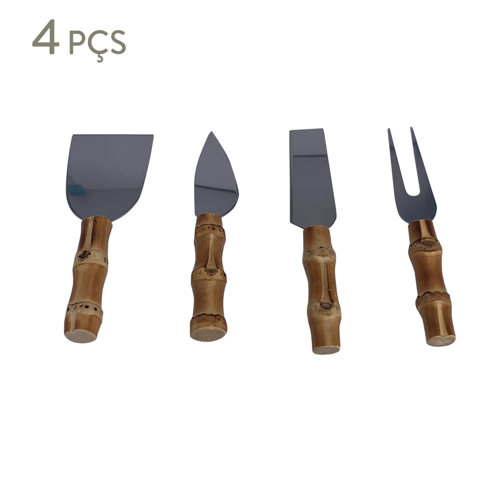 Jogo de Utensilios Para Queijo em Inox e Bambu Natural - image 0