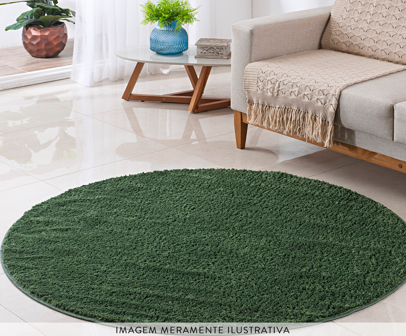 Tapete Redondo Classic Verde Musgo image number 3