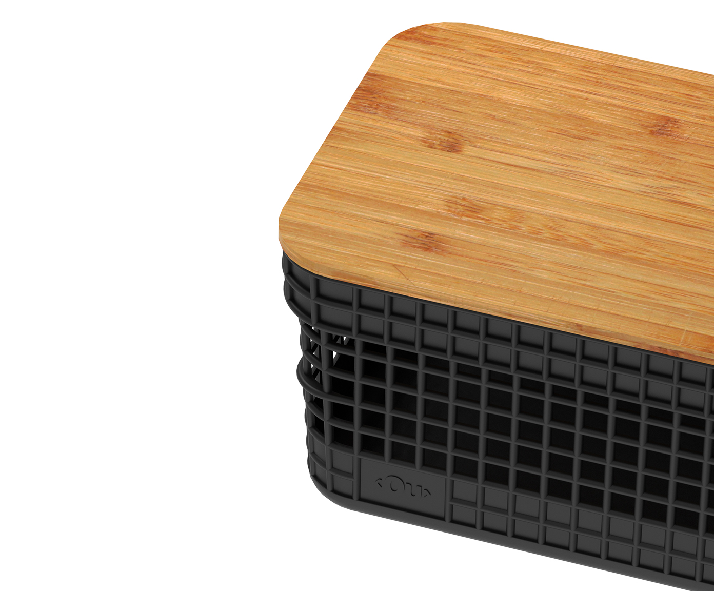 Cesto com Tampa em Bambu Grid Preto image number 3