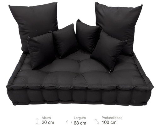 Futon Turco com Almofadas preto image number 2