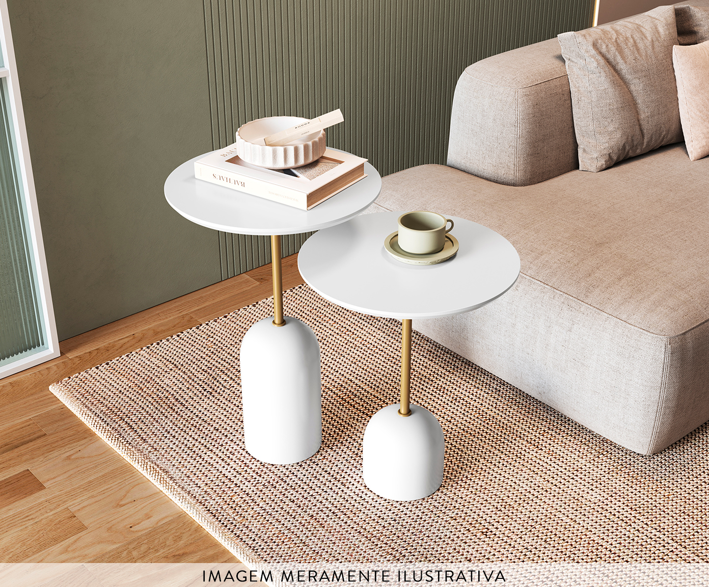 Conjunto Mesa de Canto Bolsano Branca - image 1