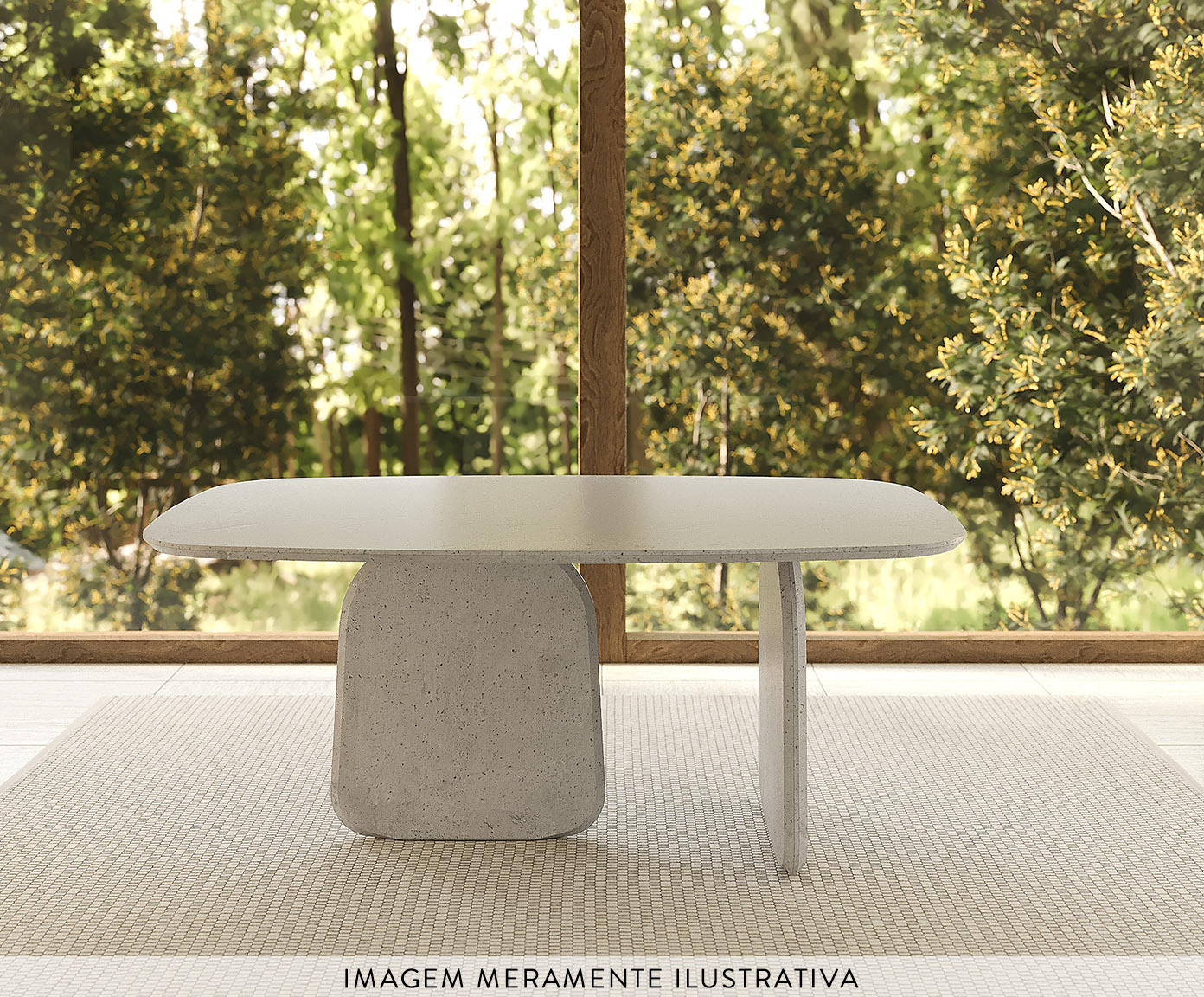 Mesa de Jantar P&eacute;trea com Tampo P&eacute;treo Branco - image 1