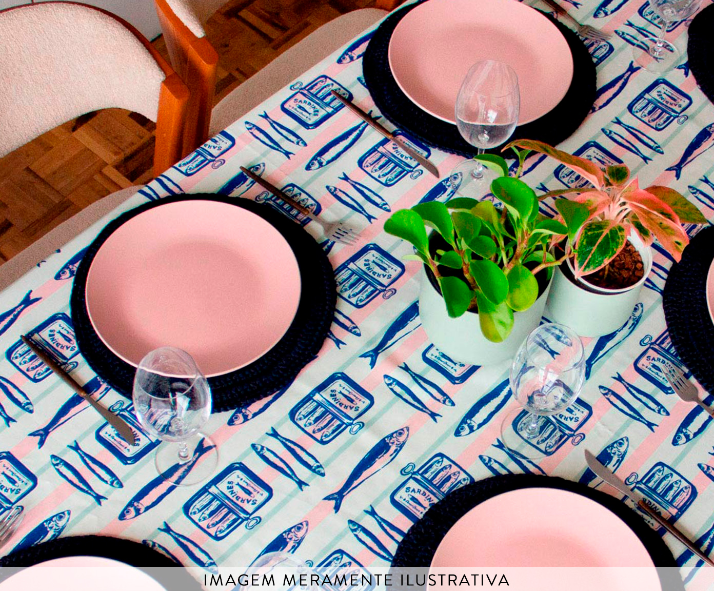 Toalha de Mesa Mar&eacute; de Sorte Sardinha Retr&ocirc; - image 1