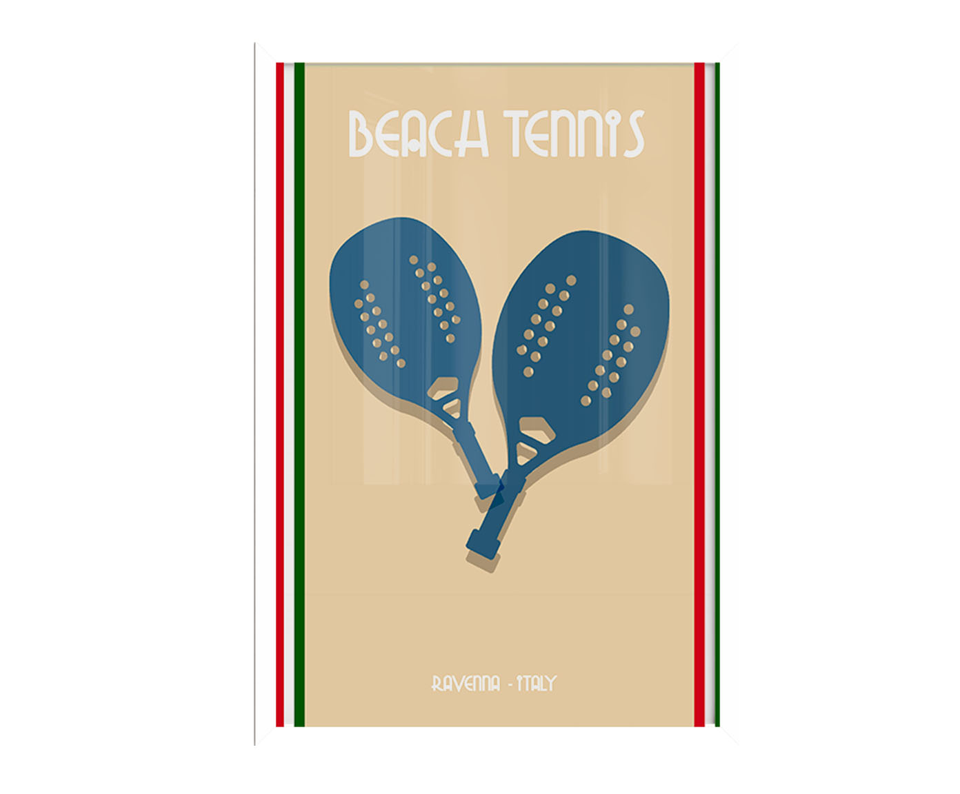 Quadro Beach Tennis Ravenna com Moldura Branca - image 0