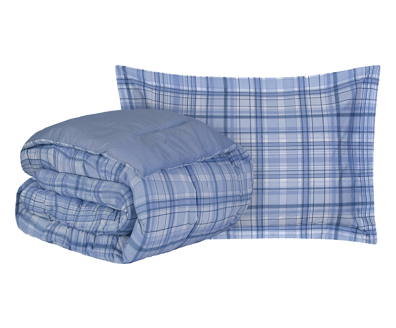 Jogo de Edredom Summer Comforter Xadrez London Azul - image 0
