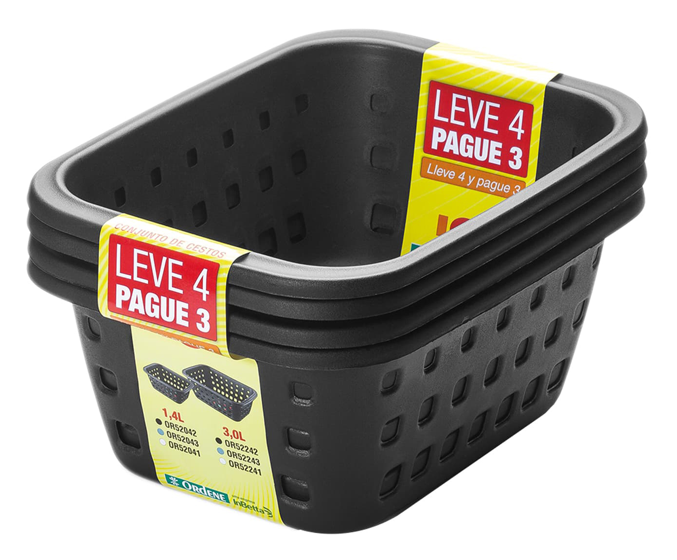 Jogo de Cestos Organizadores Log Preto - image 0