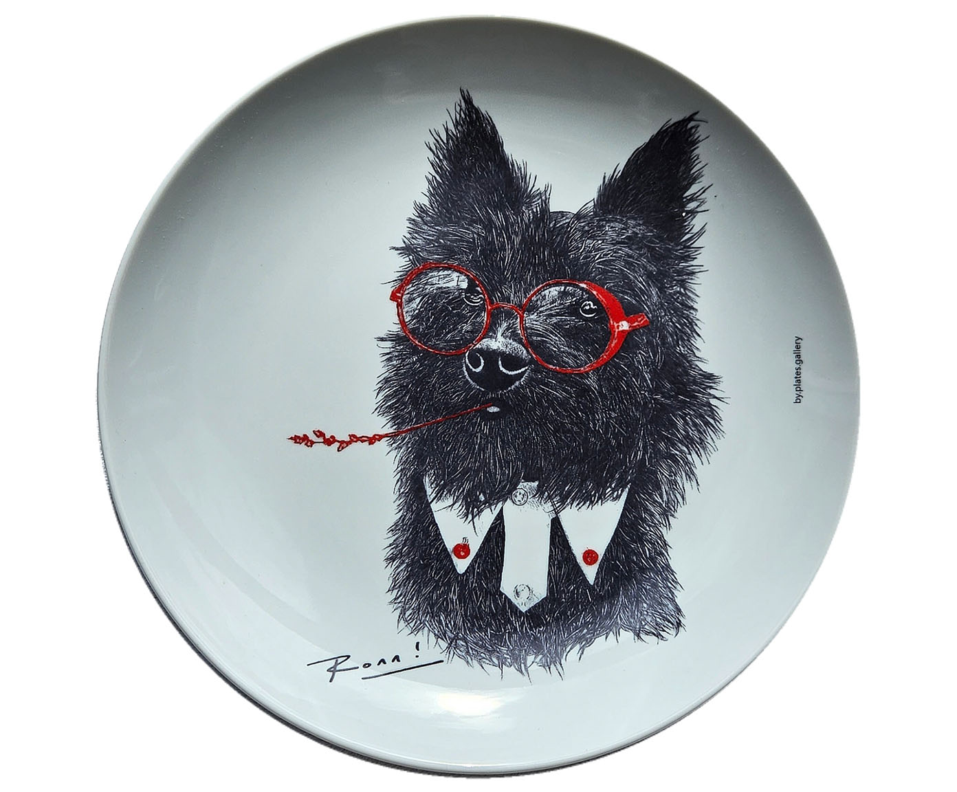 Prato de Porcelana Toto Terrier Red&Blue Ronn Kools - image 0