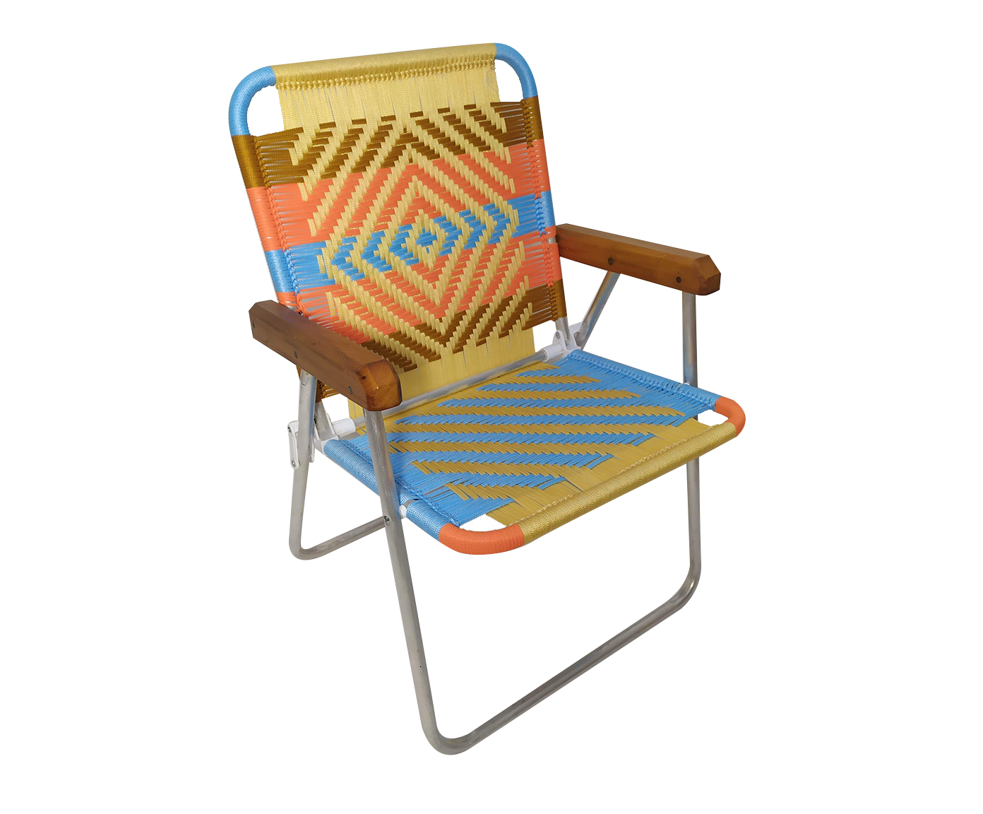 Cadeira de Praia com Bra&ccedil;o Custom Azul Claro e Areia - image 0