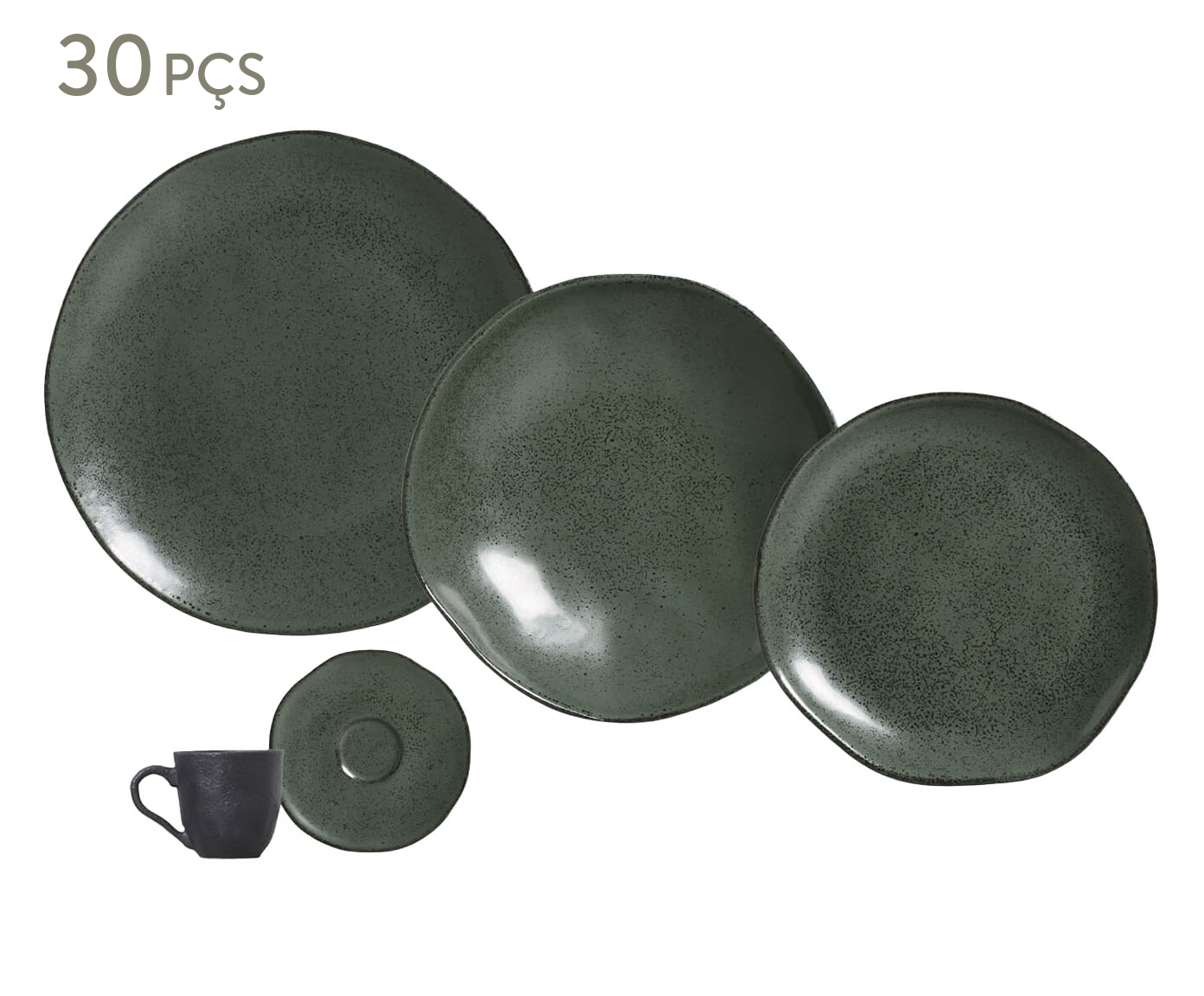 Aparelho de Jantar Arauco Verde com X&iacute;cara Preta - image 0