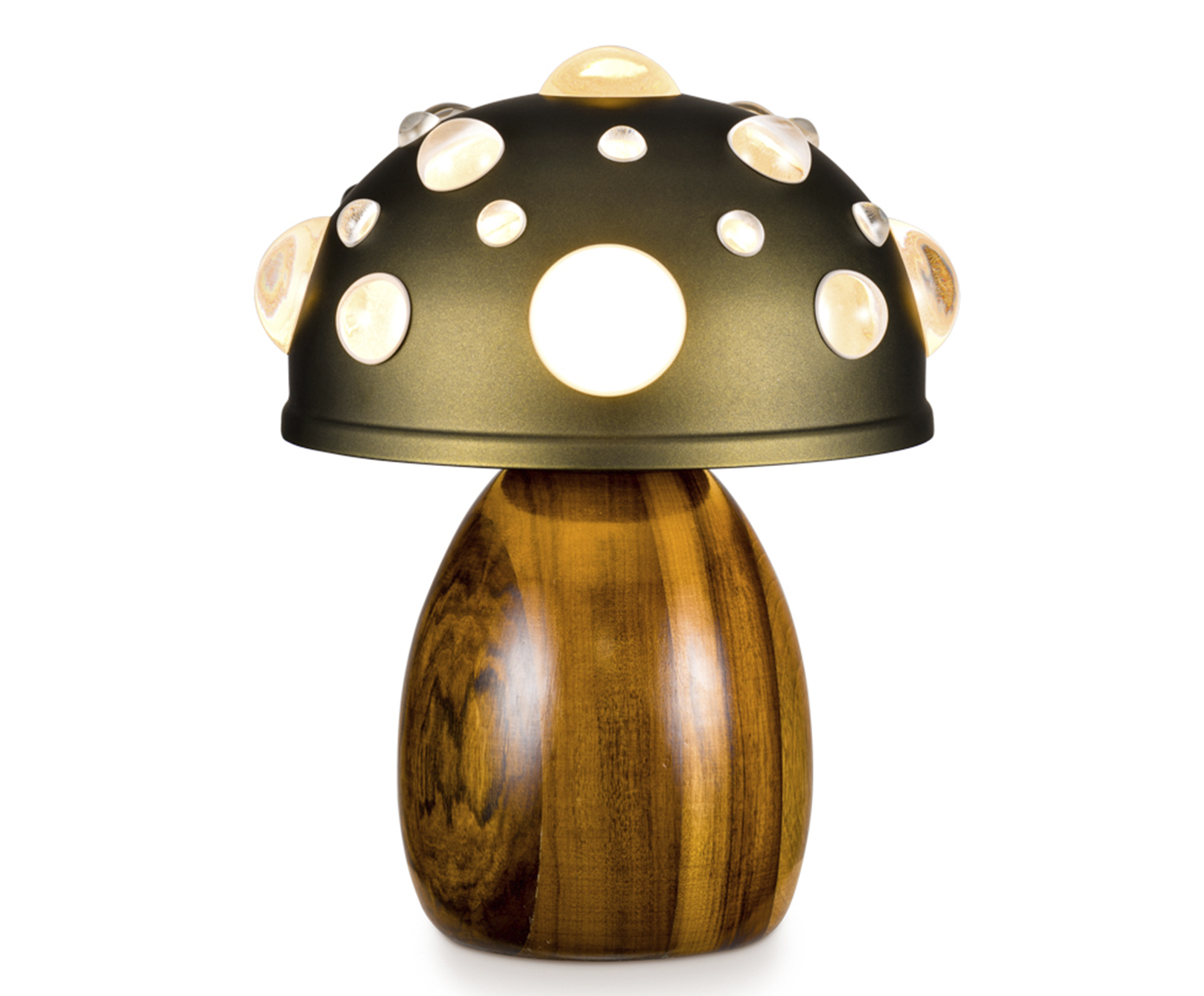 Lumin&aacute;ria Mini Cogumelo Verde e Imbuia - image 1