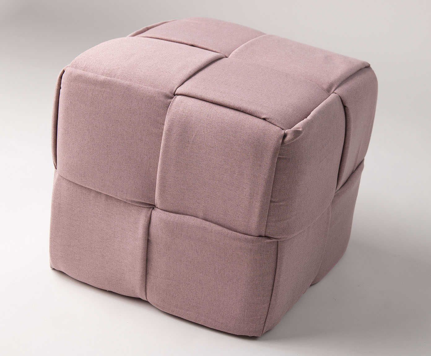 Pufe em Linho Cubo Tran&ccedil;ado Rosa image number 2