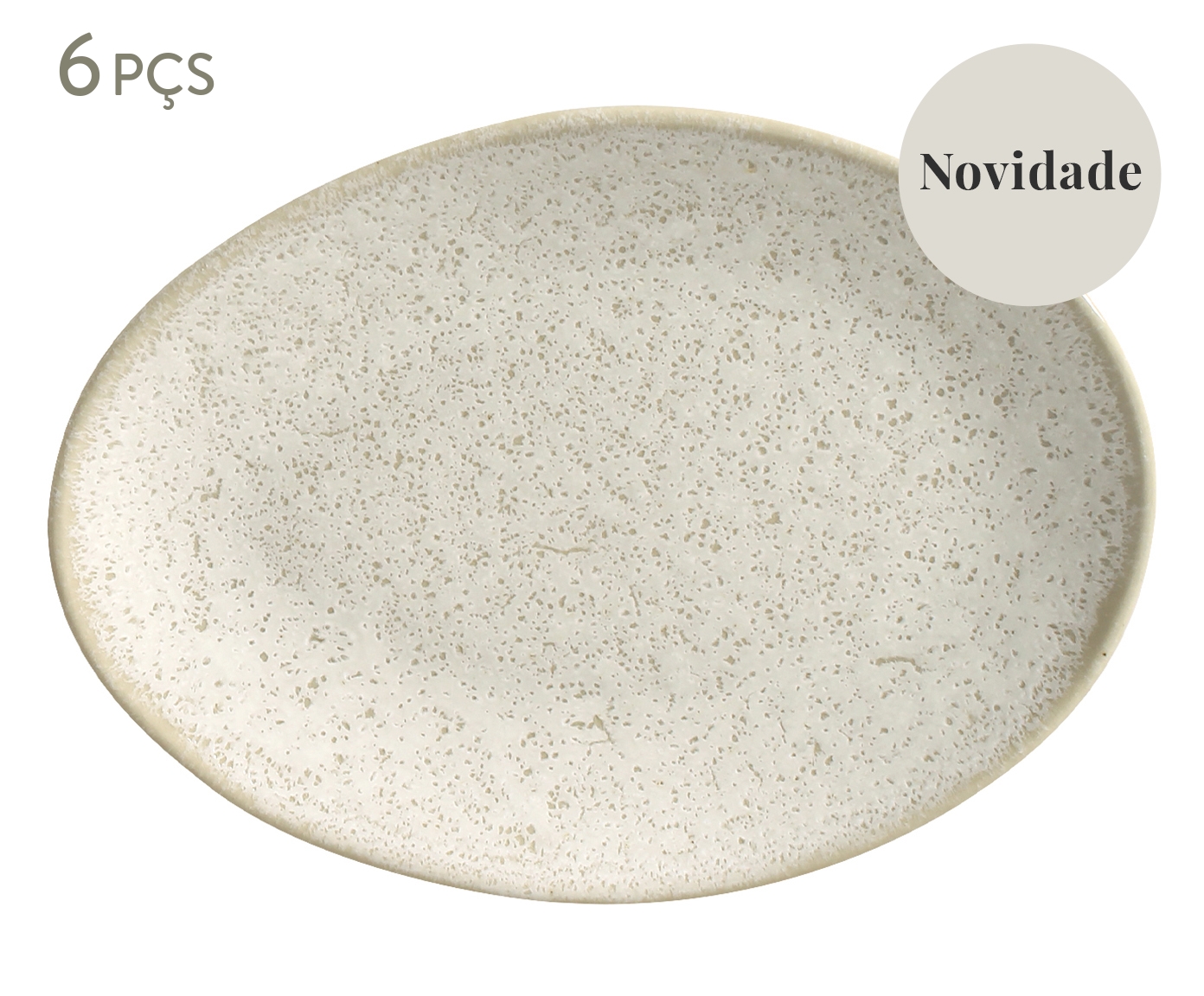 Jogo de Pratos para Sobremesa Oval Org&acirc;nico Vanilla Cru - image 0