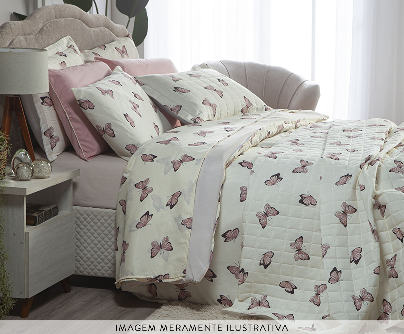 Capa Duvet Essencialle Borboletas Branco image number 7