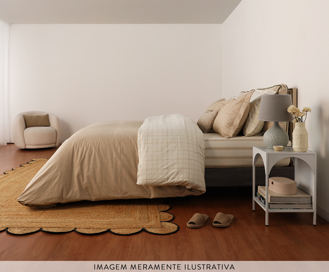 Duvet Xadrez Siena Bege Avel&atilde; 200 Fios image number 2