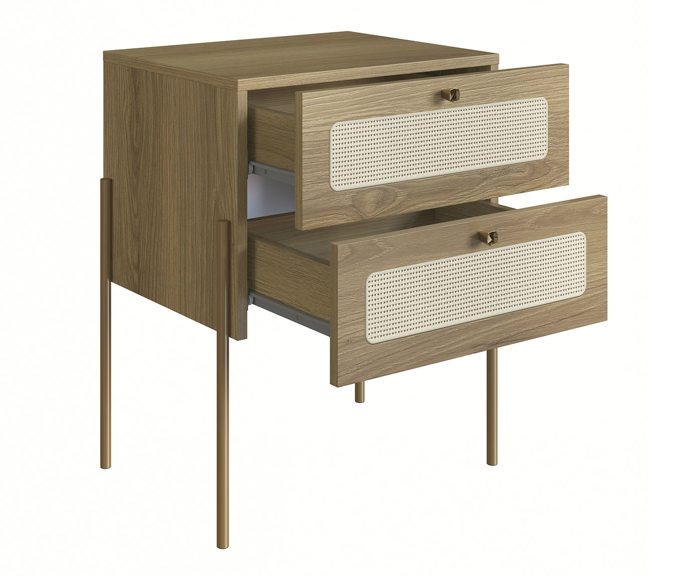 Mesa de Cabeceira com Gavetas Industrial Hanover e Dourado image number 2