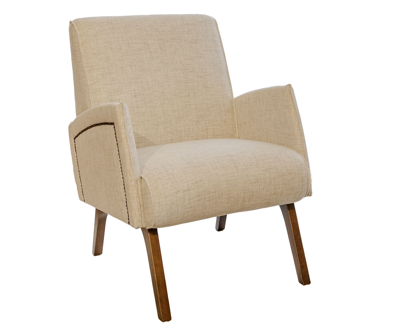 Poltrona Trevi com Tachas Linho Mescla Bege - image 0