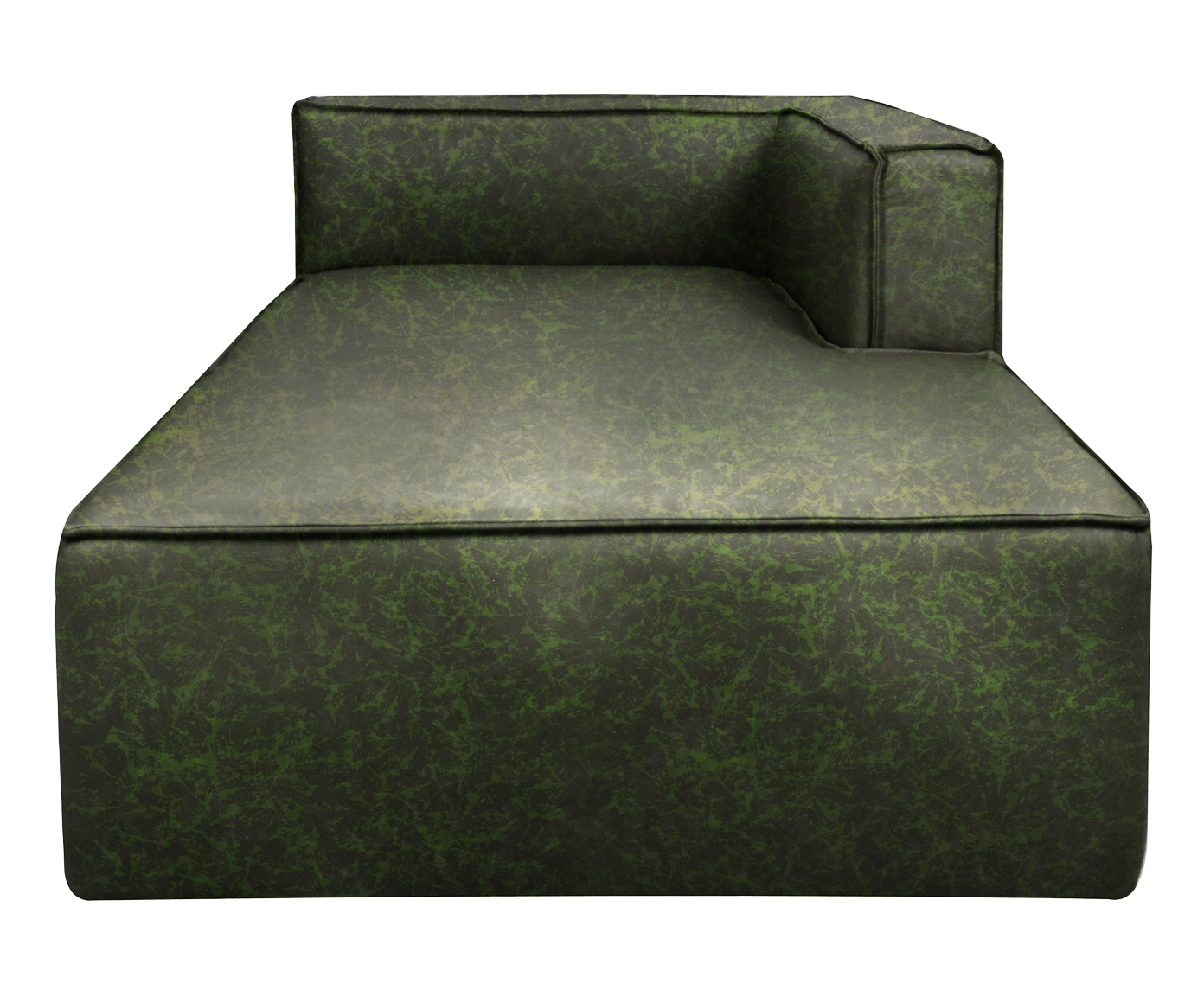 Sof&aacute; M&oacute;dulo Chaise Direito Mensa em Couro Verde - image 0