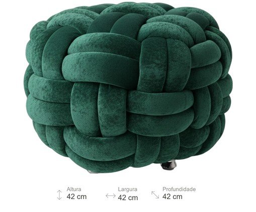 Pufe em veludo M&aacute;xi Tricot Verde image number 2