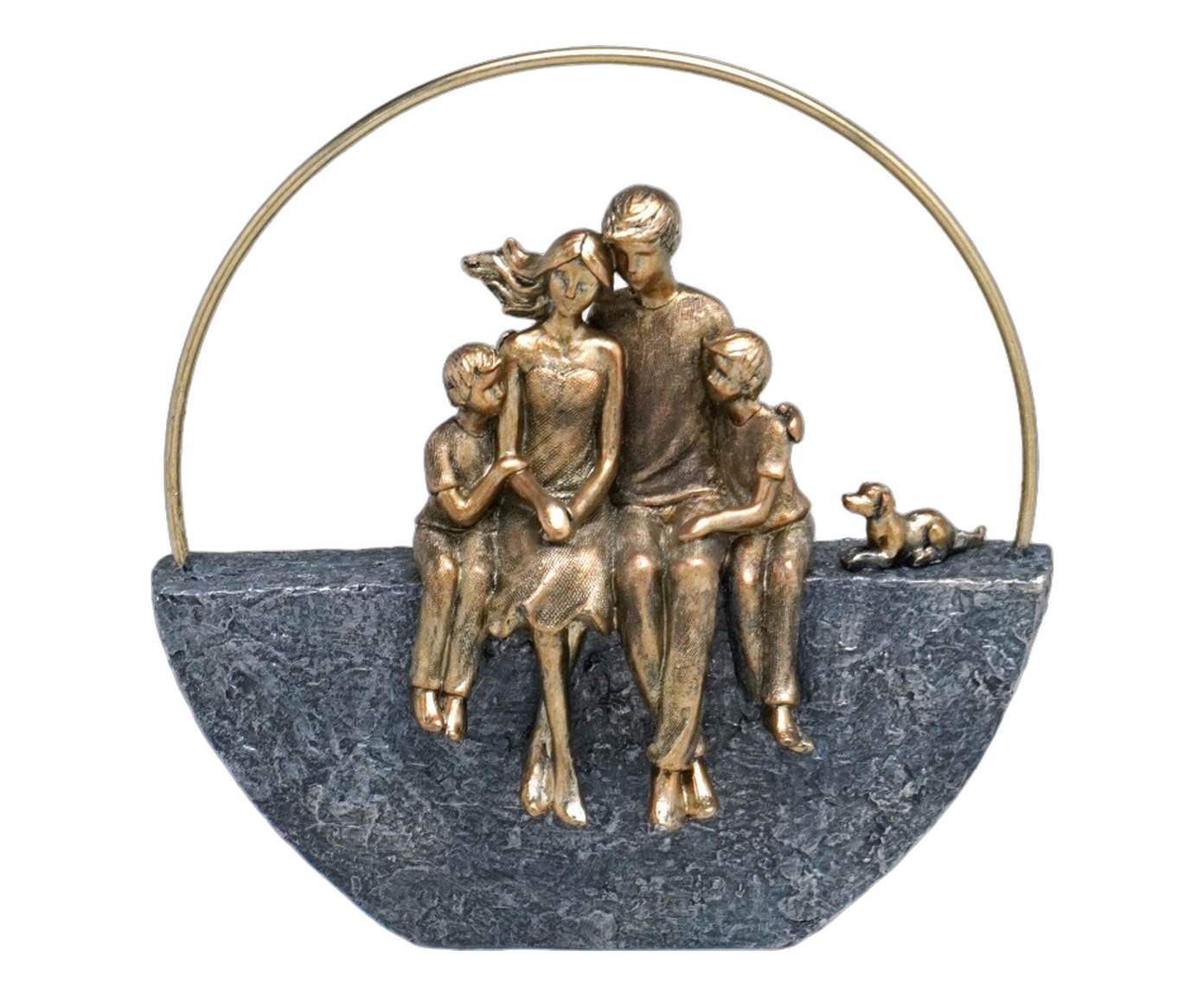 Fam&iacute;lia com Pet Decorativa Unio Cinza e dourado - image 0