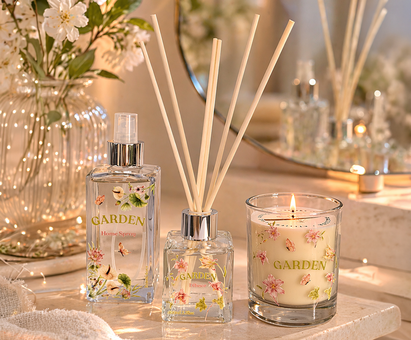 Jogo de Aromatizar e Difusor com Vela Floral C&iacute;trico Garden - image 1