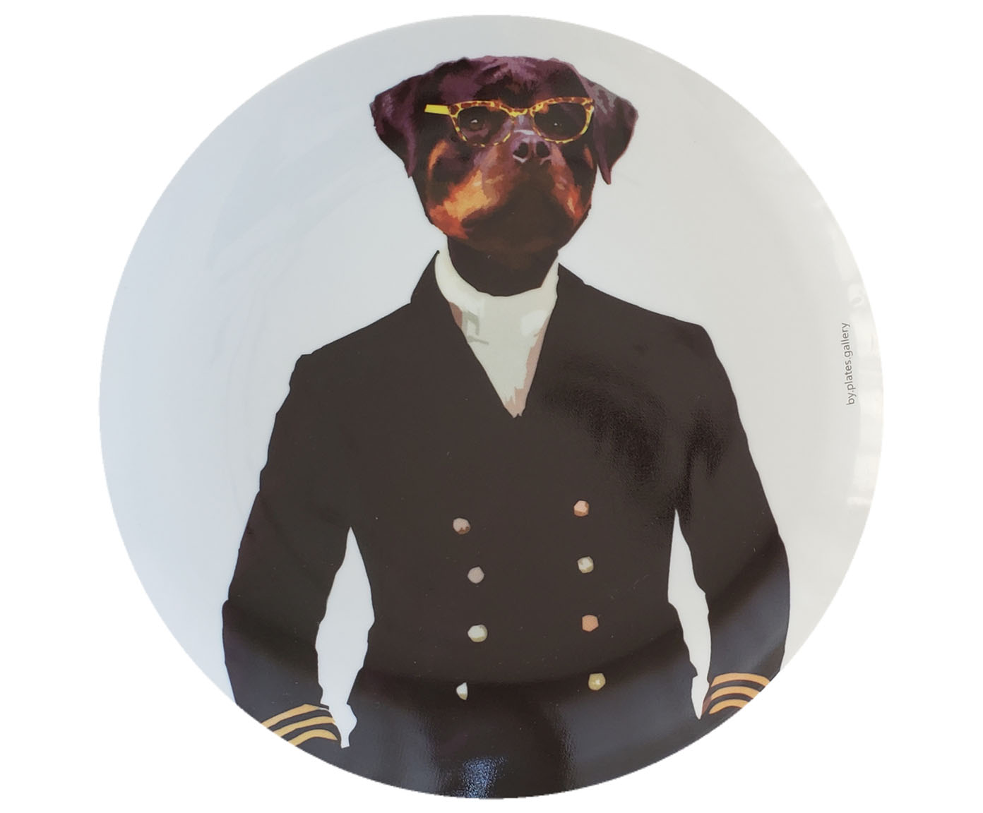 Prato de Porcelana Rottweiler Modern Glasses Dog - image 0