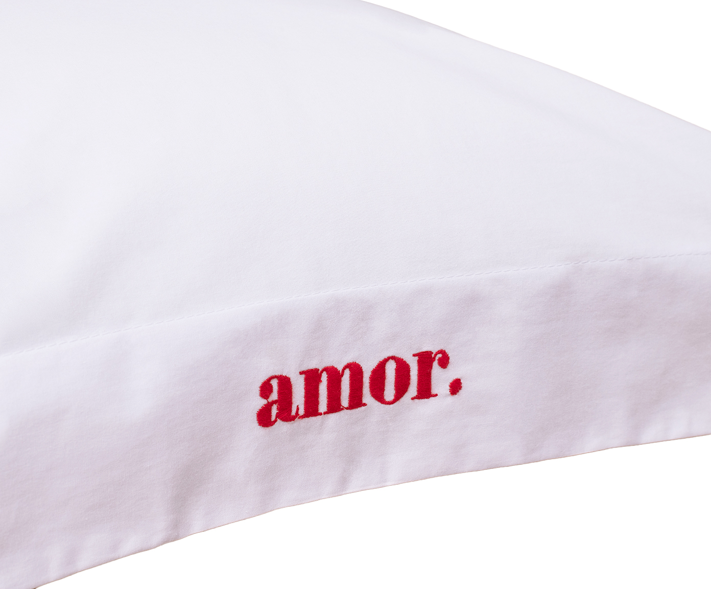 Fronha Bordada "Amor" Branca e Vermelha 200 Fios image number 3