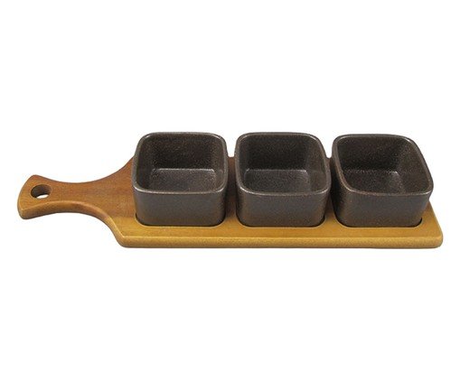 Jogo de Petisqueiras com Bandeja Esmeris Preto - image 0