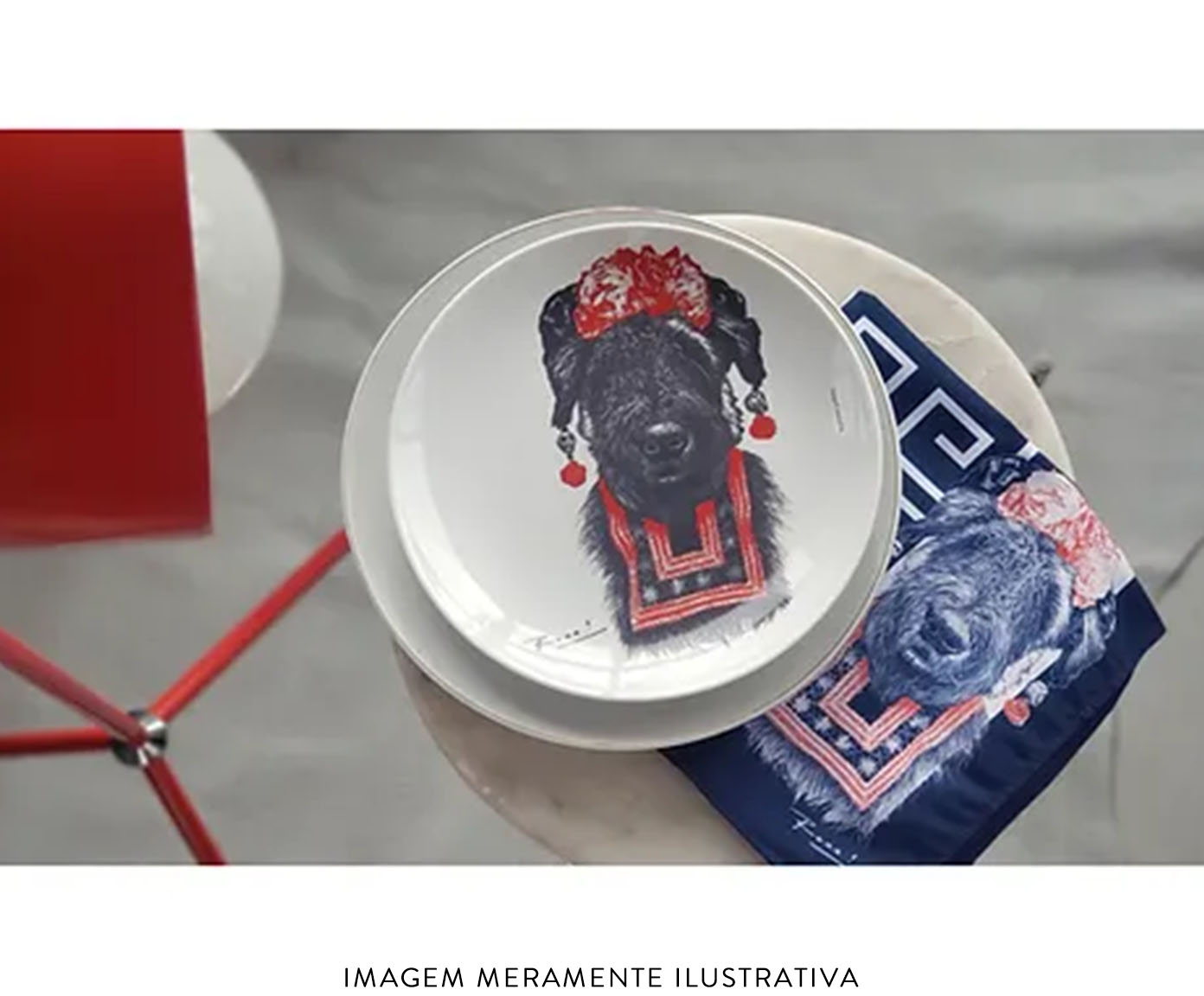 Prato de Porcelana Suusi Kahlo Red&Blue Ronn Kools image number 2