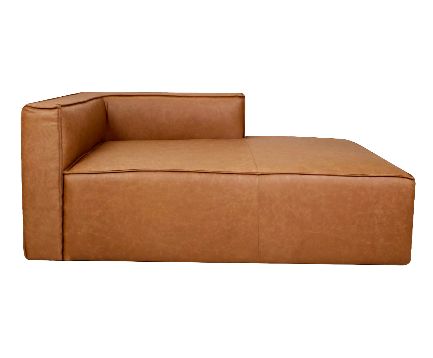 Sof&aacute; M&oacute;dulo Chaise Direito Mensa em Couro Caramelo image number 2