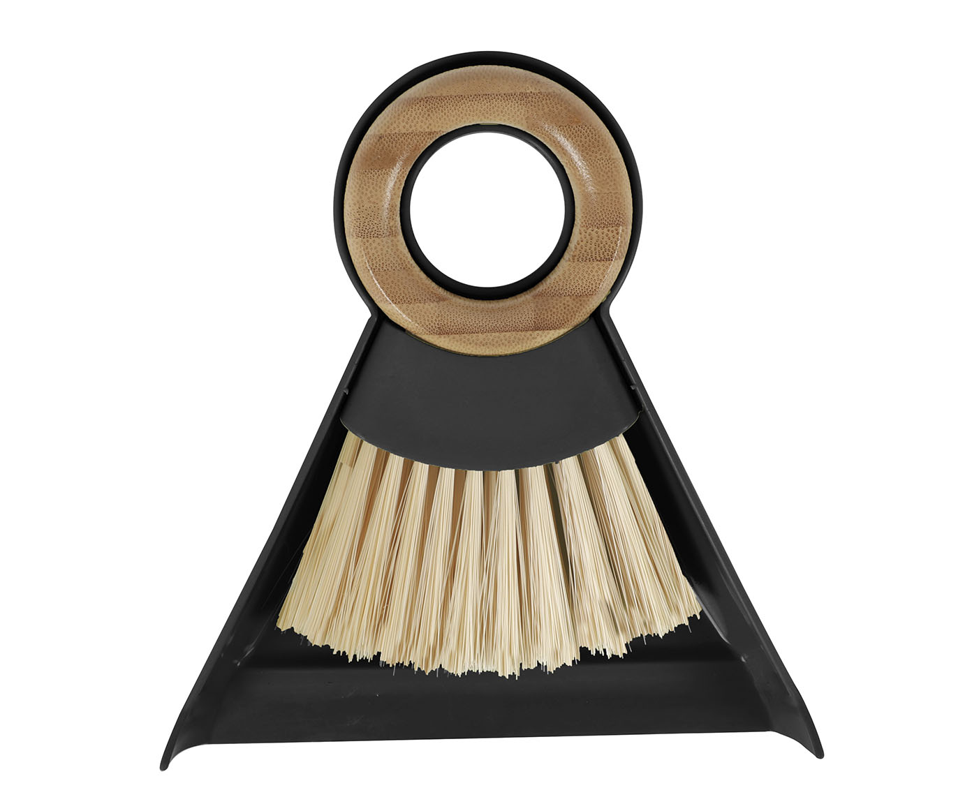 Jogo de Escova em Bambu e P&aacute; para Limpeza Oikos Preto - image 1