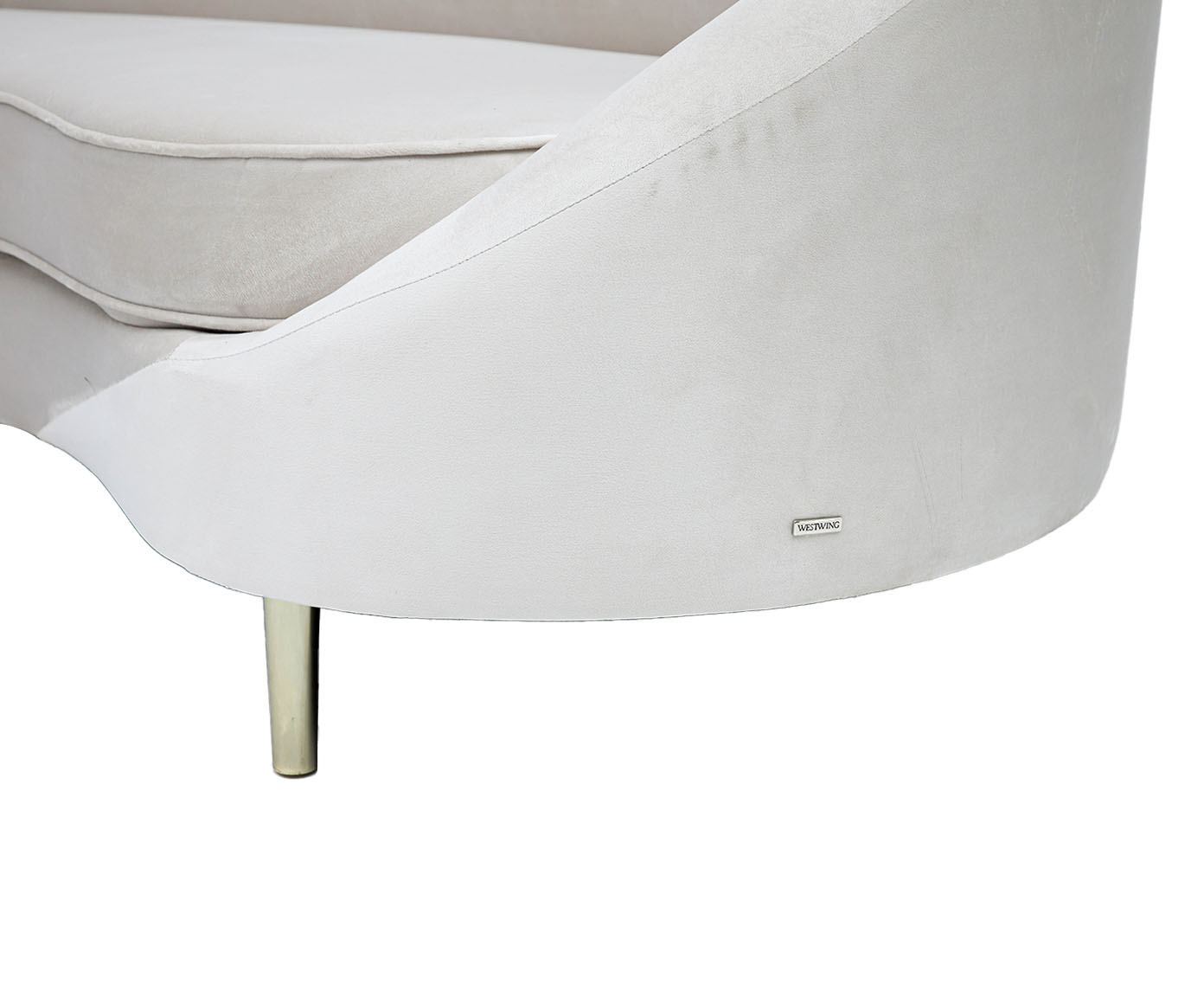 Sof&aacute; em Veludo Jayne com P&eacute;s Dourados - Off White image number 10