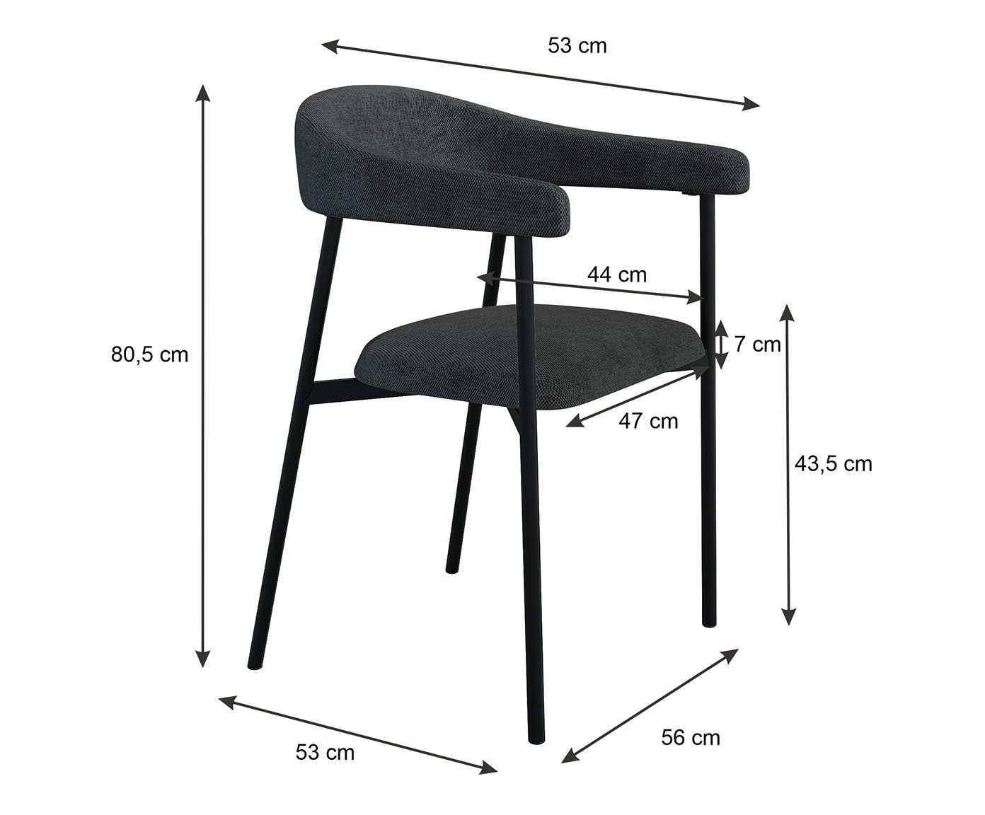 Jogo de Cadeiras de Jantar Angel Tecido Lautrec Grafite image number 3