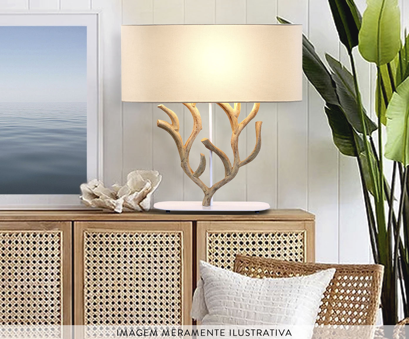 Lumin&aacute;ria de Mesa Coral de Fogo Oval Bivolt - image 1