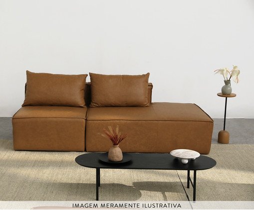 Sof&aacute; 2 M&oacute;dulos Chaise Direito Mensa em Couro Verde image number 6