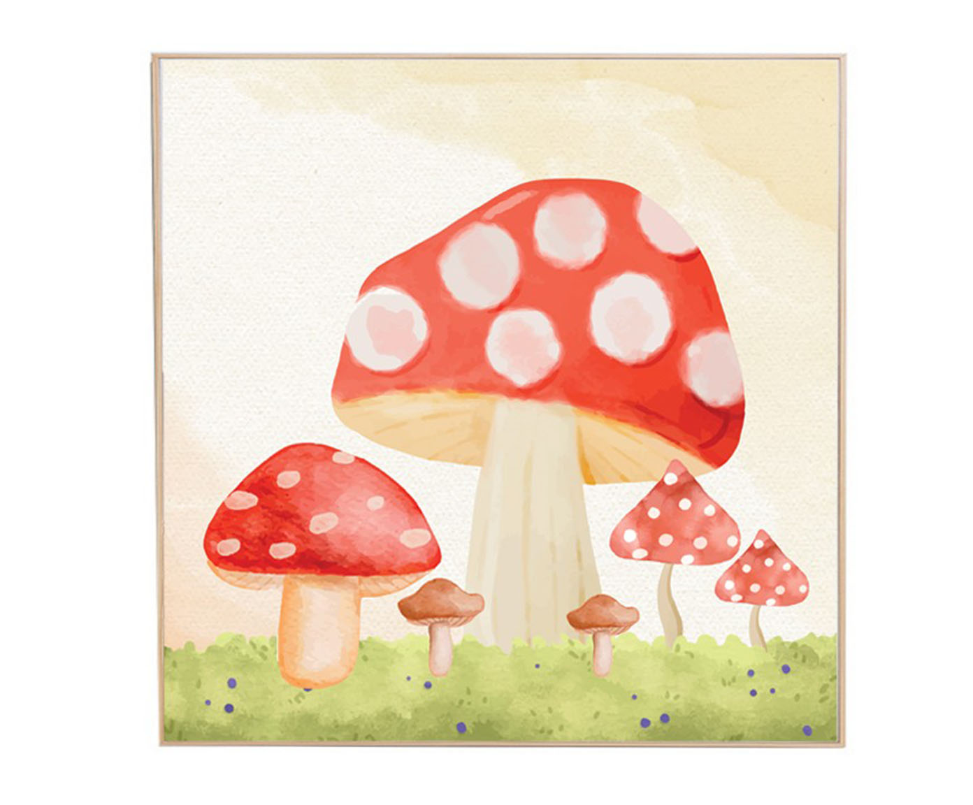 Quadro Cogumelos Vermelho e Bege - image 0