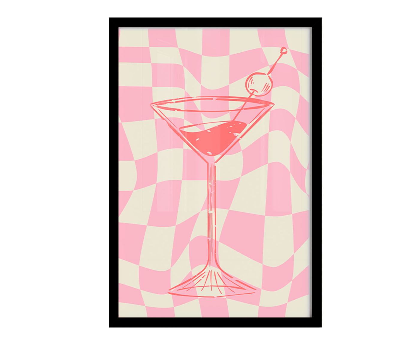 Quadro Dry Martini Pink com Moldura Preta - image 1