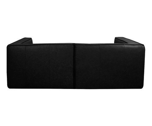 Sof&aacute; 2 M&oacute;dulos Chaise Esquerdo Mensa em Couro Preto image number 3
