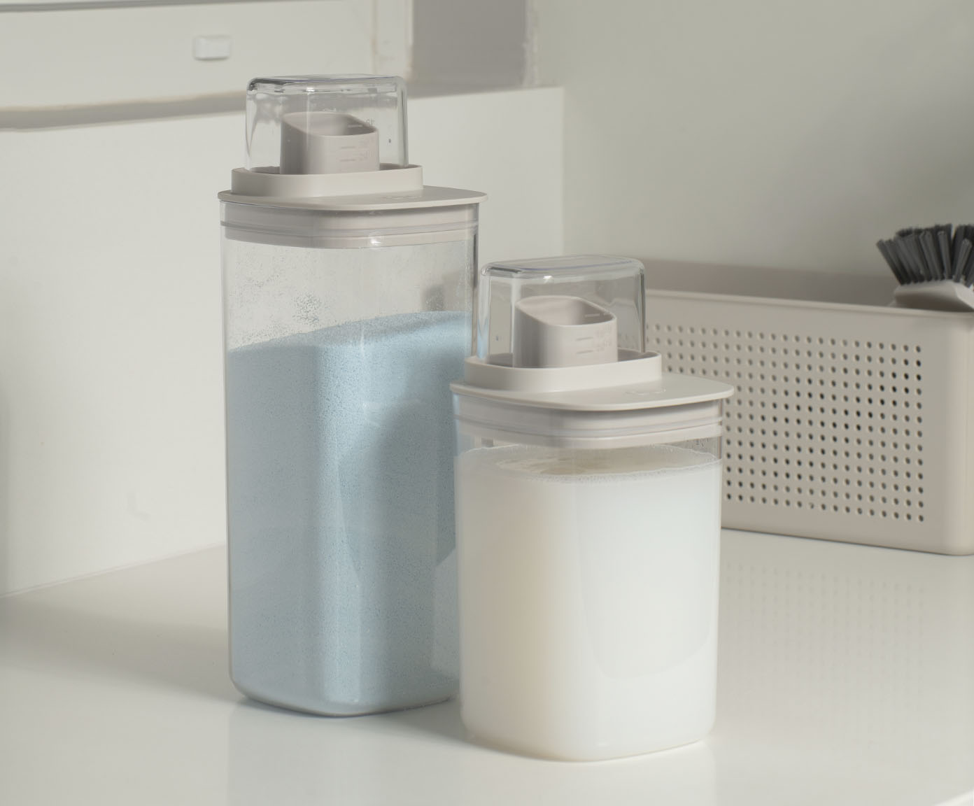 Dispenser Quadrado Flow Fechado Bege e Transparente image number 2
