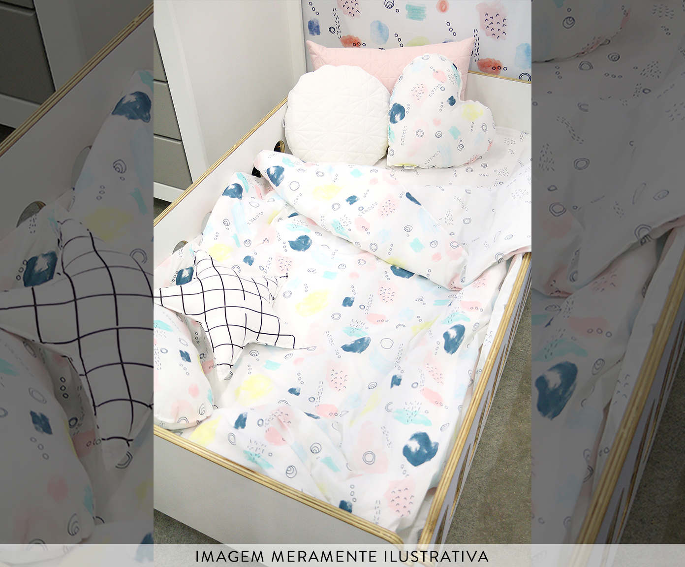 Capa de Edredom Infantil Aquarela Rosa E Azul - 200 fios - image 1