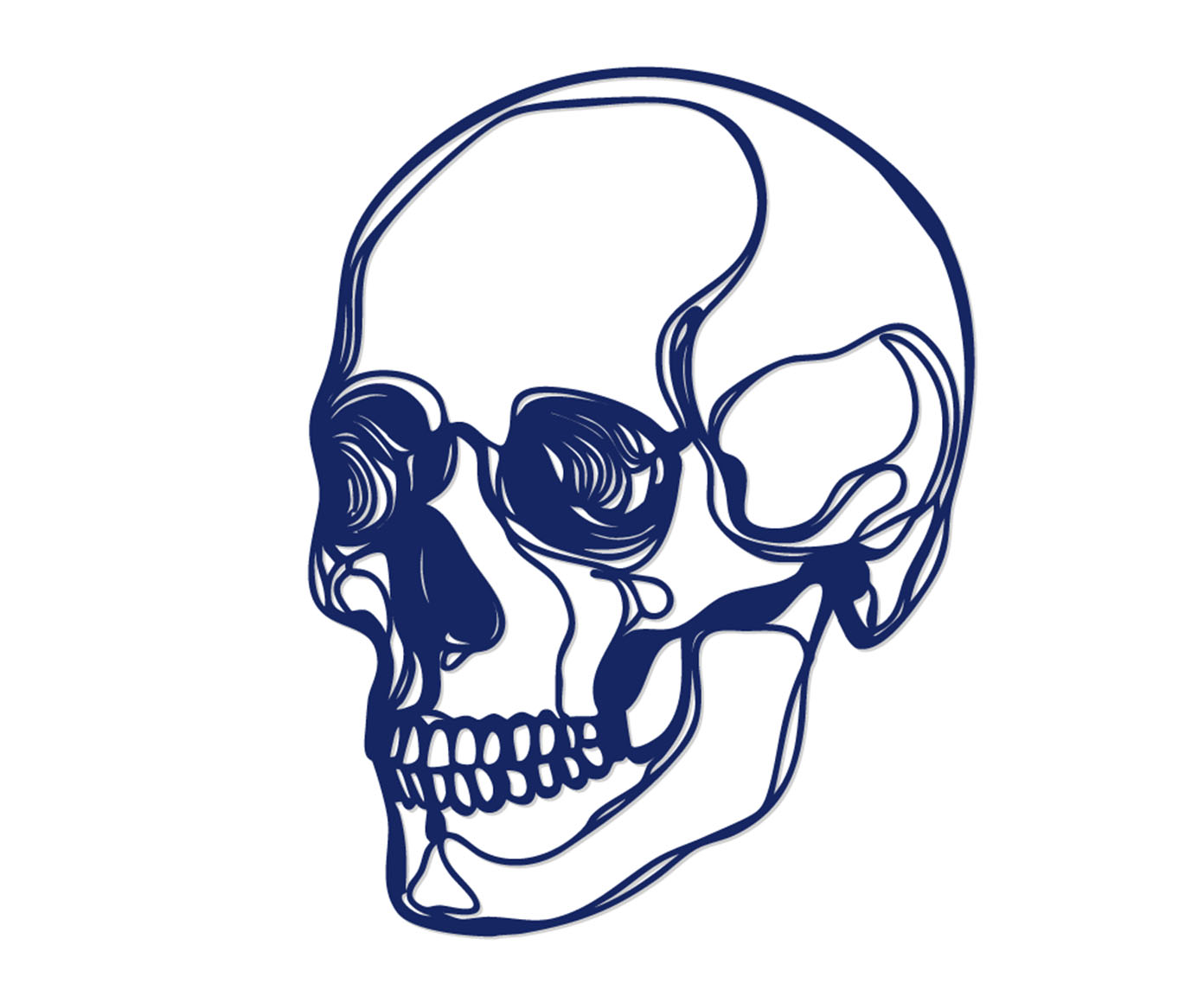 Placa Decorativa Skull em Madeira Azul - image 0