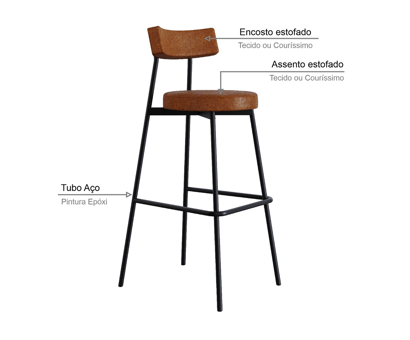 Banqueta Alta Stout Courino Caramelo image number 2